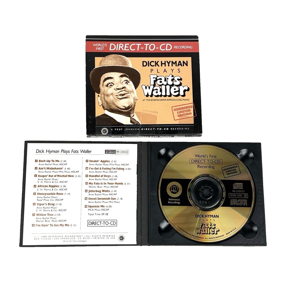 Dick Hyman Plays Fats Waller Direct to CD RR-33 Jazz Reference Recordings 1990